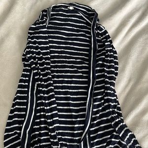 J Crew Ultrasoft Navy Blue and White Shrug